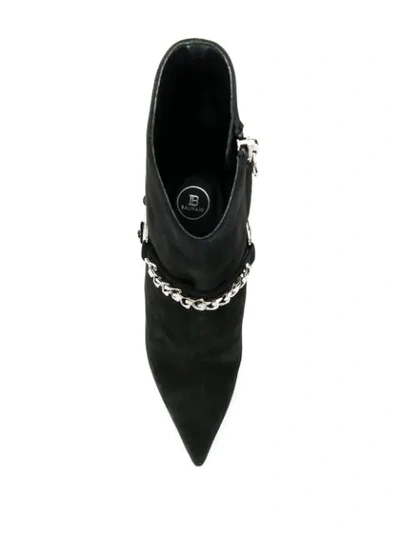 Shop Balmain Chain Embellished Ankle Boots In Black