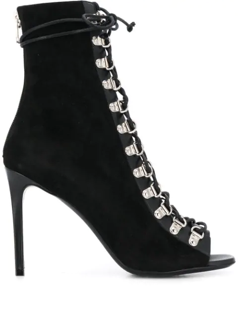 black heeled ankle boots with laces