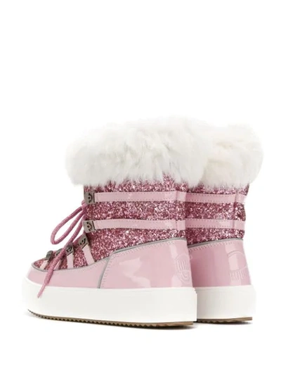 Shop Chiara Ferragni Lace-up Embellished Boots In Pink