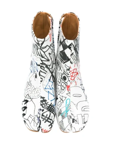Shop Maison Margiela Tabi Graffiti-print Boots In White