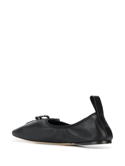 Shop Loewe Crystal Bow Detail Ballerina Shoes In Black