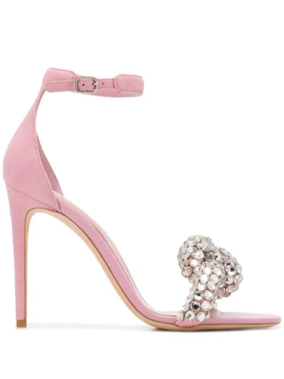 Shop Alexander Mcqueen Embroidered Toe Strap Sandals In Pink