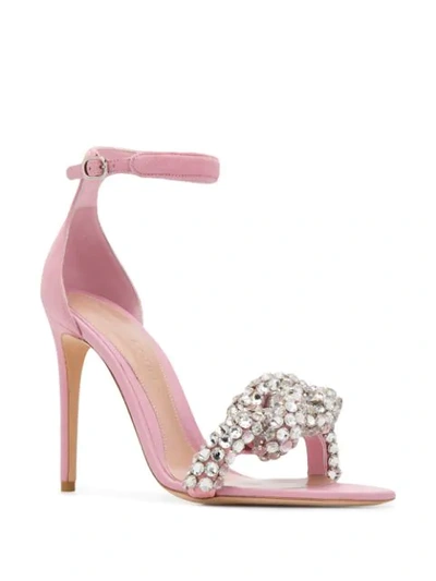 Shop Alexander Mcqueen Embroidered Toe Strap Sandals In Pink