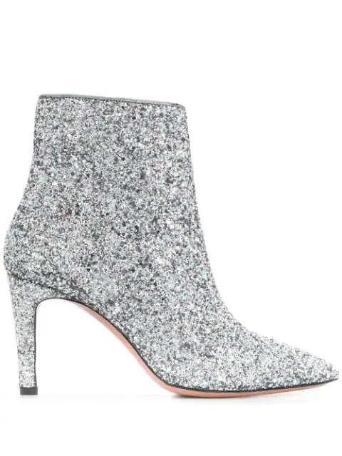 silver glitter ankle booties