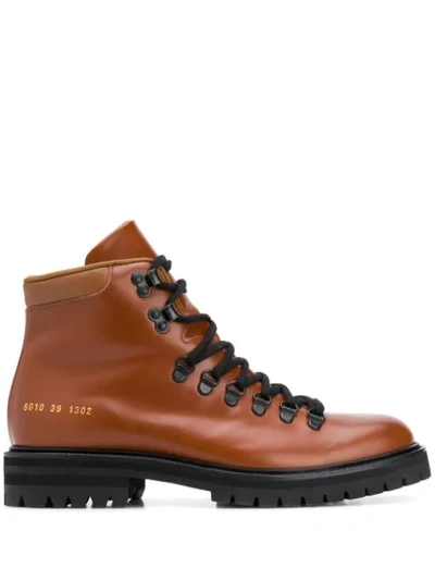 Shop Common Projects Signature Hiking Boots In Brown