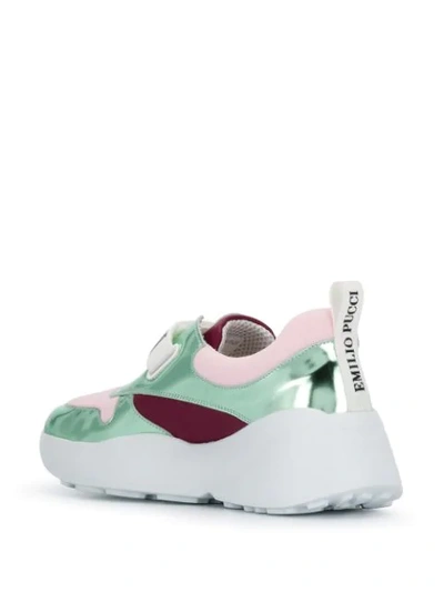 Shop Emilio Pucci Touch Strap Logo Sneakers In Green