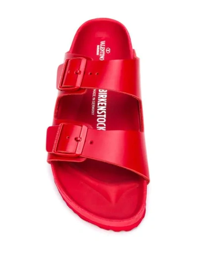 Shop Valentino X Birkenstock Arizona Slide Sandals In Red