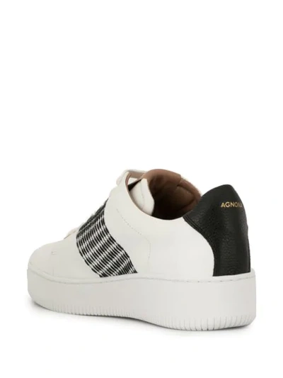 Shop Agnona Smith Stitched Sneakers In White