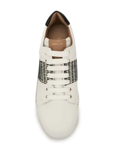 Shop Agnona Smith Stitched Sneakers In White