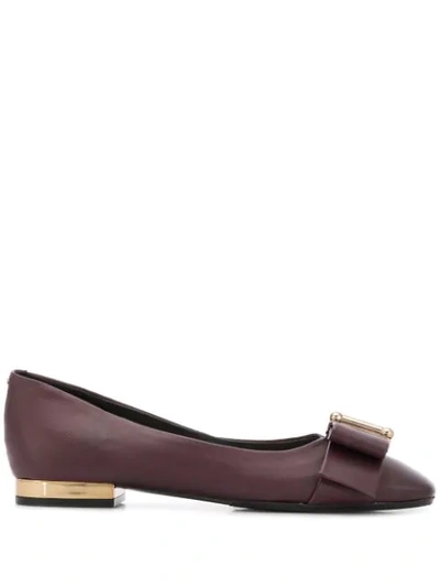 Shop Anna Baiguera Bow-embellished Ballerina Shoes In Purple