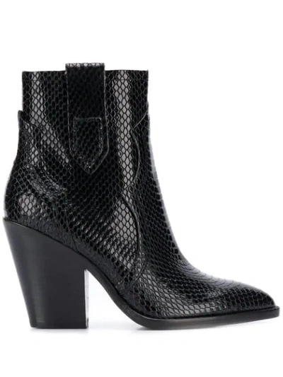 Shop Ash Esquire Snakeskin-effect Ankle Boots In Black