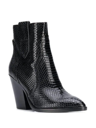 Shop Ash Esquire Snakeskin-effect Ankle Boots In Black