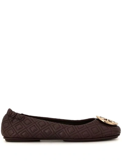 Shop Tory Burch Minnie Quilted Ballerina Shoes In Purple