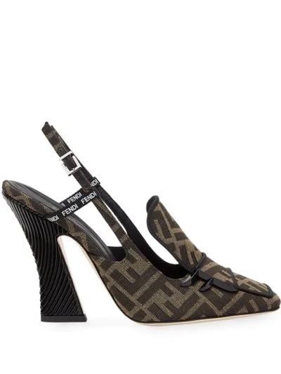 Shop Fendi Ffreedom Slingback Court Shoes In Black