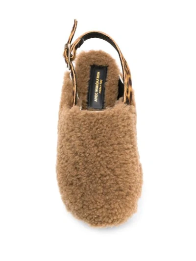 Shop Avec Modération Shearling Slingback Mules In Brown