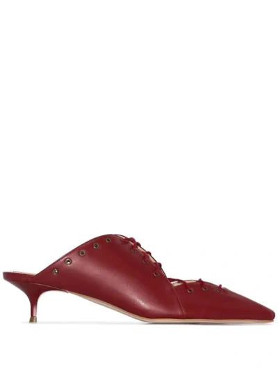 Shop Rosie Assoulin Reinvented Spectator 35mm Lace-up Mules In Red