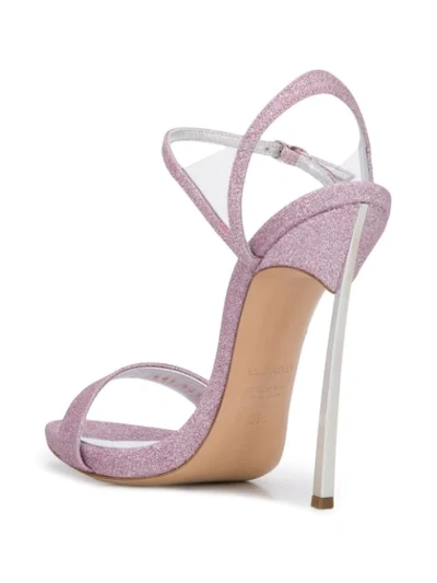 Shop Casadei Blade V Celebrity Glittered Sandals In Purple