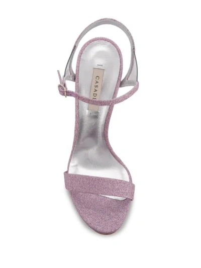 Shop Casadei Blade V Celebrity Glittered Sandals In Purple