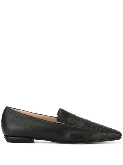 Shop Rodo Snakeskin-effect Loafers In Black