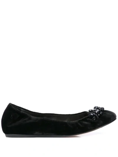 Shop Simone Rocha Embellished Ballerinas In Black