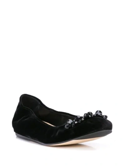 Shop Simone Rocha Embellished Ballerinas In Black