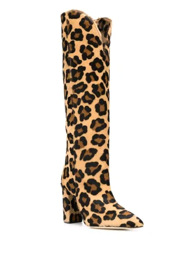 Shop Paris Texas Leopard Print Knee-length Boots In Neutrals