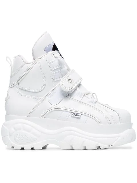 high top white platform sneakers