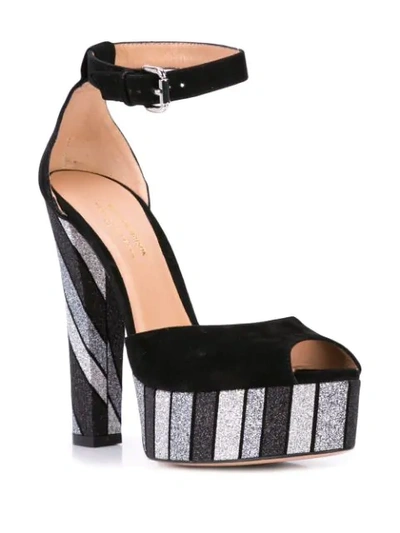 Madison.maison Glitter Stripe Sandals In Black
