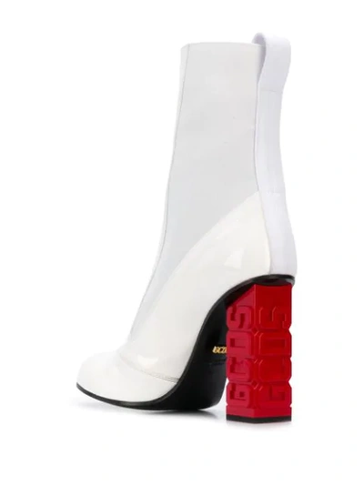 Shop Gcds Branded Chunky Heel Boots In White