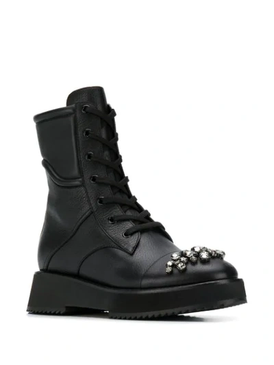 Shop Jimmy Choo Hadley Embellished-toe Mid-calf Boots In Black
