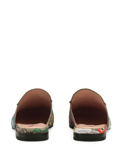 Shop Gucci Princetown Gg Flora Print Slippers In Grey