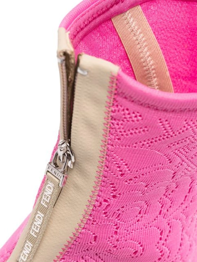 Shop Fendi 85mm Knit Heeled Boots In Pink
