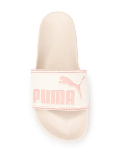 Shop Puma Contrast Logo Slides In White