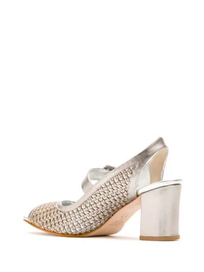 Shop Sarah Chofakian Naomi Metallic Woven Sandals In Silver