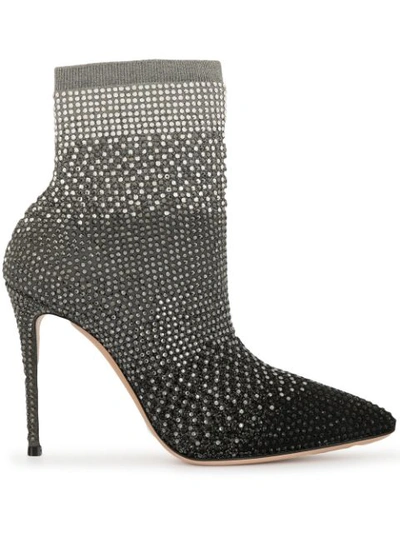 Shop Casadei Pointed-toe Ankle Boots In Silver