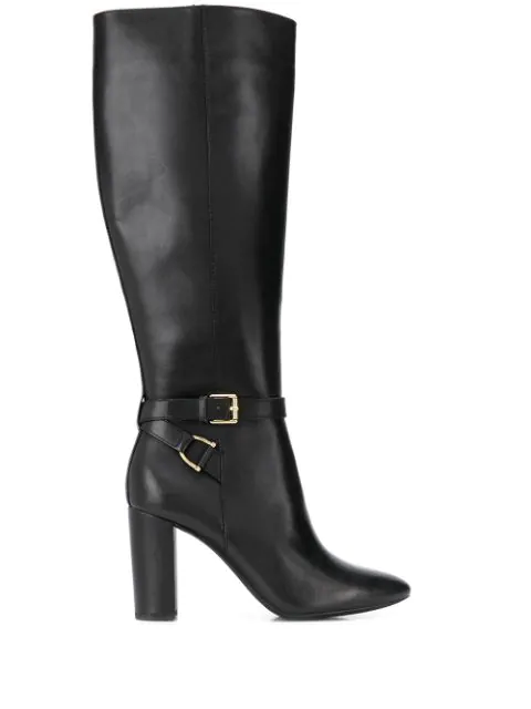 ralph lauren black knee high boots