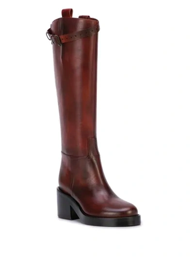 Shop Ann Demeulemeester Burnished Riding Boots In Brown