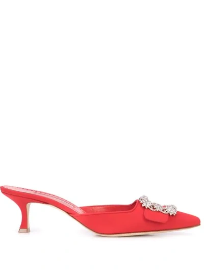 Shop Manolo Blahnik Maysale Mules - Red