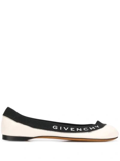 Shop Givenchy Elasticated Ballerina Flats In White