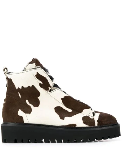 Shop Kennel & Schmenger Cow Print Ankle Boots In Neutrals