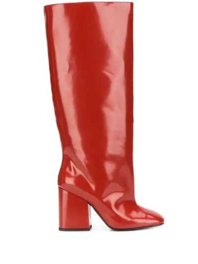 Shop Marni Wide Leg Patent 80mm Boot In Red