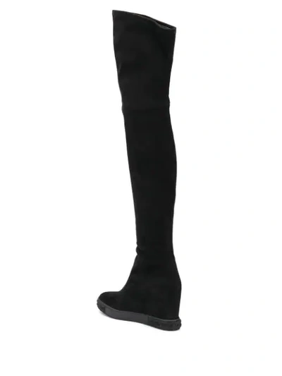Shop Casadei Wedge Thigh-high Boots In Black