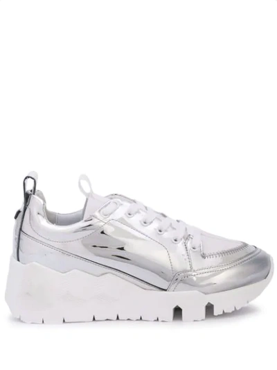 Shop Pierre Hardy Street Life Sneakers In Silver/white