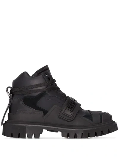 Shop Dolce & Gabbana Logo Combat Boots In Black