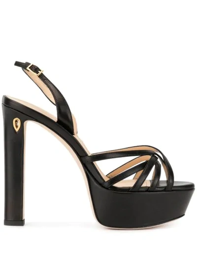 Shop Jennifer Chamandi Platform Sling-back Sandals In Black