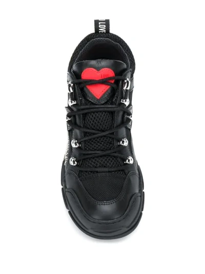 Shop Love Moschino Logo Low-top Sneakers In Black