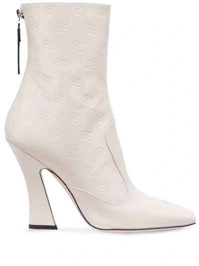 Shop Fendi Ffreedom Karligraphy Motif Ankle Boots In White