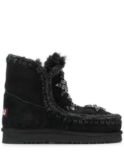 Shop Mou Crystal-embellished Snow Boots In Black