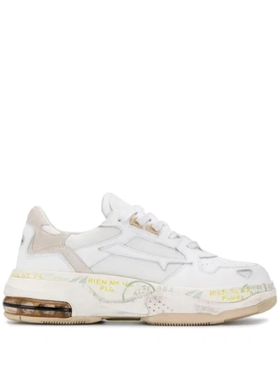 Shop Premiata Draked Lace Up Sneakers In White