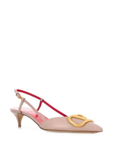 Shop Valentino Vlogo 45mm Pumps In Neutrals